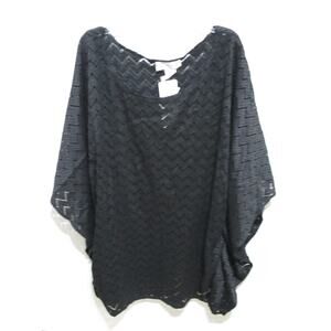 J Valdi Swim Sheer Cover Up Top Black Size XL Goth Dark Fairy Beachy Witchy